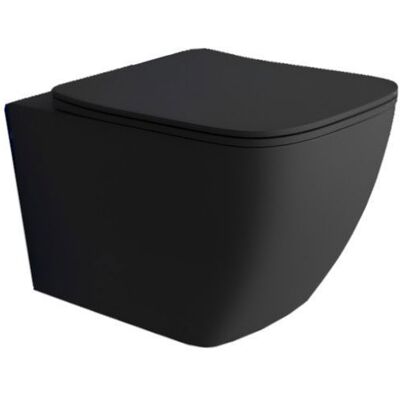 LAVITA ONIL BLACK - WC Suspendu - 355x510mm - Sans Bride & Soft-Close - Cuvette Noire - Abattant WC - Charnières en Métal Noir - Publicité LAVITA ONIL BLACK - WC Suspendu - 355x510mm - Sans Bride & Soft-Close - Cuvette Noire - Abattant WC - Charnières en Métal Noir - Publicité