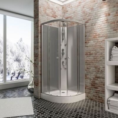 Schulte cabine de douche intégrale 85x85x225cm verre 4mm cabine complète hydromassante portes coulissantes alu-argentéRhodos Gris - Publicité Schulte cabine de douche intégrale 85x85x225cm verre 4mm cabine complète hydromassante portes coulissantes alu-argentéRhodos Gris - Publicité