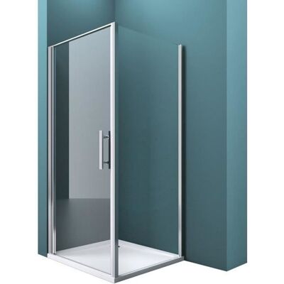 Mai & Mai Cabine de douche en angle 80x80 paroi de douche avec porte pivotante verre transparent avec cadre R36 - Publicité Mai & Mai Cabine de douche en angle 80x80 paroi de douche avec porte pivotante verre transparent avec cadre R36 - Publicité