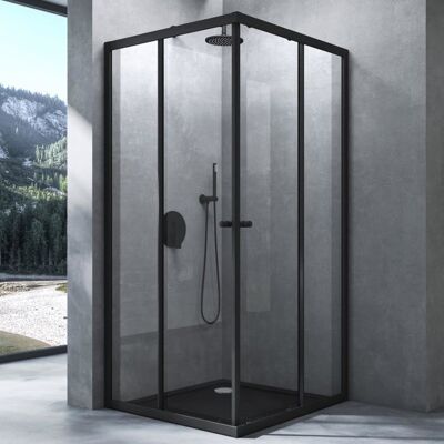 Mai & Mai® cabine de douche noir 100x120cm paroi de douche deux portes coulissantes verre trempé transparent RAV16K Noir - Publicité Mai & Mai® cabine de douche noir 100x120cm paroi de douche deux portes coulissantes verre trempé transparent RAV16K Noir - Publicité