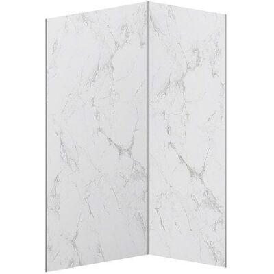 VENTE-UNIQUE Lot de 2 panneaux muraux de douche effet marbre blanc en aluminium avec profilés - L90 x L120 x H210 cm - ENEKO Blanc - Publicité VENTE-UNIQUE Lot de 2 panneaux muraux de douche effet marbre blanc en aluminium avec profilés - L90 x L120 x H210 cm - ENEKO Blanc - Publicité