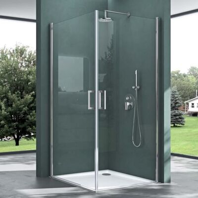 Mai & Mai Cabine de douche en angle 90x90 portes de douche pivotantes auto-levantes pare douche avec receveur de douche RAV24K - Publicité Mai & Mai Cabine de douche en angle 90x90 portes de douche pivotantes auto-levantes pare douche avec receveur de douche RAV24K - Publicité