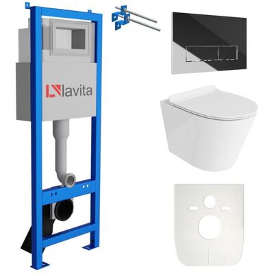 Lavita LAV101 Elément bâti-support pour WC 40cm+WC suspendu GALVE blanc sans rebord+plaque de commande LAV 3.2 chromée Set complet Blanc - Publicité Lavita LAV101 Elément bâti-support pour WC 40cm+WC suspendu GALVE blanc sans rebord+plaque de commande LAV 3.2 chromée Set complet Blanc - Publicité