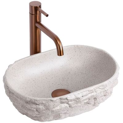 Lavabo À Poser Rea Evora Greige Beige 375X255X12Cm Beige - Publicité Lavabo À Poser Rea Evora Greige Beige 375X255X12Cm Beige - Publicité