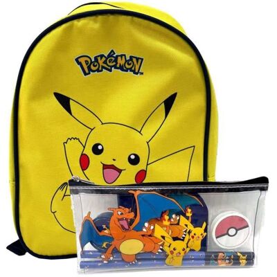 Sac à dos maternelle + Trousse garnie POKEMON Jaune - Publicité Sac à dos maternelle + Trousse garnie POKEMON Jaune - Publicité