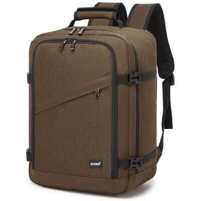 Sac à dos cabine - KONO - 40 x 30 x 20 cm (24 L) - Conforme Ryanair (sous siège) - Compartiment PC - Léger 530 g Marron - Publicité Sac à dos cabine - KONO - 40 x 30 x 20 cm (24 L) - Conforme Ryanair (sous siège) - Compartiment PC - Léger 530 g Marron - Publicité