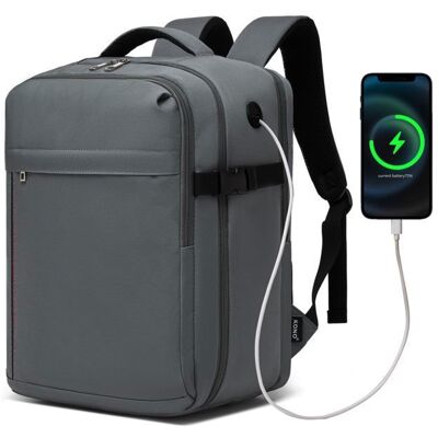 Sac à dos de voyage - KONO - 40x20x30 cm (24L) - Approuvé bagage cabine Ryanair - Imperméable - Compartiment PC 15 Gris - Publicité Sac à dos de voyage - KONO - 40x20x30 cm (24L) - Approuvé bagage cabine Ryanair - Imperméable - Compartiment PC 15 Gris - Publicité