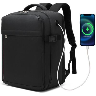 Sac à dos de voyage - KONO - 40x20x30 cm - Cabine Ryanair 24L - Imperméable - Compartiment PC 15 Noir - Publicité Sac à dos de voyage - KONO - 40x20x30 cm - Cabine Ryanair 24L - Imperméable - Compartiment PC 15 Noir - Publicité