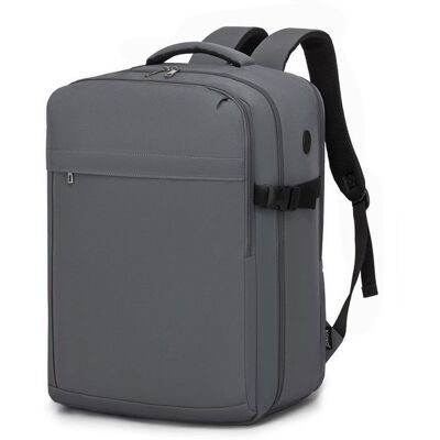 Sac à dos voyage cabine - KONO - 45x36x20 cm - Compatible Easyjet - 32L - Polyester déperlant Gris - Publicité Sac à dos voyage cabine - KONO - 45x36x20 cm - Compatible Easyjet - 32L - Polyester déperlant Gris - Publicité