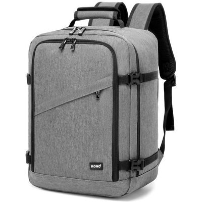 Sac à dos - KONO - Compact 24L - Conforme Ryanair 40x30x20 cm - Compartiment ordinateur - Léger 530 g Gris - Publicité Sac à dos - KONO - Compact 24L - Conforme Ryanair 40x30x20 cm - Compartiment ordinateur - Léger 530 g Gris - Publicité