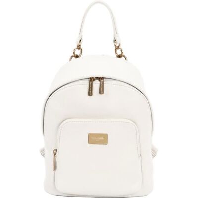 Sac à Dos - David Jones - Petite Taille - Imitation Cuir - Détails Dorés - Blanc Blanc - Publicité Sac à Dos - David Jones - Petite Taille - Imitation Cuir - Détails Dorés - Blanc Blanc - Publicité