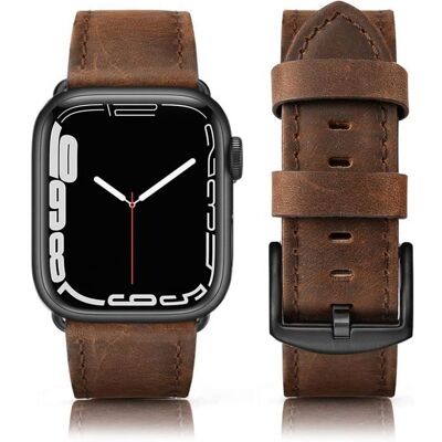 Generic Tuocal Bracelet Cuir Véritable pour Apple Watch 42/44/45/46mm - Marron 155–205mm Marron - Publicité Generic Tuocal Bracelet Cuir Véritable pour Apple Watch 42/44/45/46mm - Marron 155–205mm Marron - Publicité