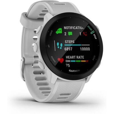 Montre connectée sport - GARMIN - Forerunner 55 - Whitestone (Blanc) Blanc - Publicité Montre connectée sport - GARMIN - Forerunner 55 - Whitestone (Blanc) Blanc - Publicité
