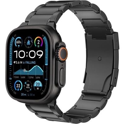Bracelet en titane - MOKO - Compatible Apple Watch 49–42 mm (Ultra/SE) - Boucle déployante - Noir - Titane Noir - Publicité Bracelet en titane - MOKO - Compatible Apple Watch 49–42 mm (Ultra/SE) - Boucle déployante - Noir - Titane Noir - Publicité