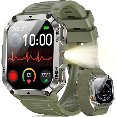 Blackview W70 Pro — Montre connectée robuste 145 étanche 10m 900mAh LED & boussole (vert) Vert - Publicité Blackview W70 Pro — Montre connectée robuste 145 étanche 10m 900mAh LED & boussole (vert) Vert - Publicité
