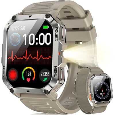 Blackview W70 Pro Montre connectée robuste 145 Étanche 10m Bluetooth 900mAh LED Boussole Kaki Vert - Publicité Blackview W70 Pro Montre connectée robuste 145 Étanche 10m Bluetooth 900mAh LED Boussole Kaki Vert - Publicité
