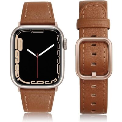 Bracelet en cuir pour Apple Watch - GENERIC - Compatible Series 10 - Cuir véritable - Marron - 38/40/41/42 mm Marron - Publicité Bracelet en cuir pour Apple Watch - GENERIC - Compatible Series 10 - Cuir véritable - Marron - 38/40/41/42 mm Marron - Publicité