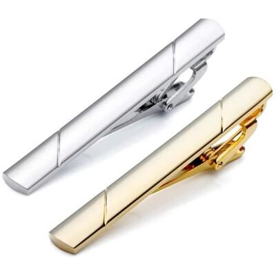 2 pcs Pince à cravate minimaliste en métal pour homme -Pince à cravate - Pour le travail les mariages(Or + Argent) - Publicité 2 pcs Pince à cravate minimaliste en métal pour homme -Pince à cravate - Pour le travail les mariages(Or + Argent) - Publicité