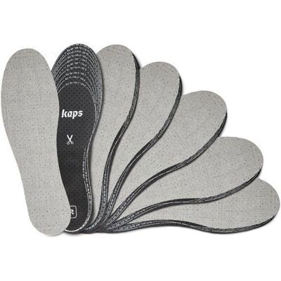 Semelles intérieures respirantes - Kaps - Odour Stop Set x6 - charbon actif - à découper - taille 36–46 EU Gris - Publicité Semelles intérieures respirantes - Kaps - Odour Stop Set x6 - charbon actif - à découper - taille 36–46 EU Gris - Publicité