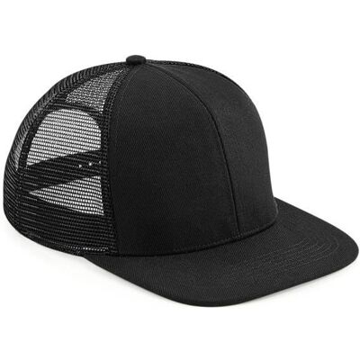Casquette tr Beechfield - Rétro - 6 panneaux - Visière plate - Panneaux maillés Noir - Publicité Casquette tr Beechfield - Rétro - 6 panneaux - Visière plate - Panneaux maillés Noir - Publicité