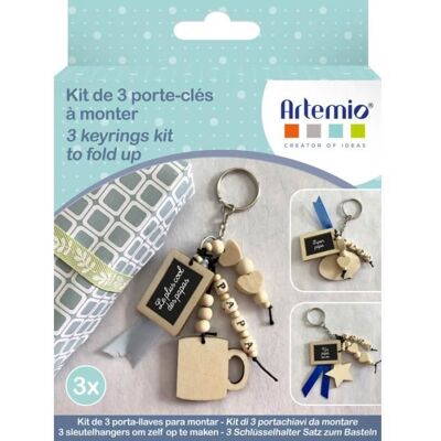 ARTEMIO Kit DIY Porte-Clés - Papa - 3 Porte-Clés - Perles en Bois - Rubans - Apprêts Inclus Noir - Publicité ARTEMIO Kit DIY Porte-Clés - Papa - 3 Porte-Clés - Perles en Bois - Rubans - Apprêts Inclus Noir - Publicité