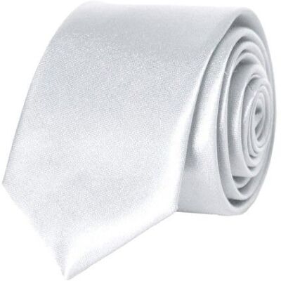 KEBELLO Cravate Satin Slim Homme Blanc Blanc - Publicité KEBELLO Cravate Satin Slim Homme Blanc Blanc - Publicité