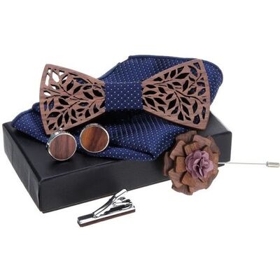 Ensemble Noeud Papillon - TEMPSA - Bois Fait Main - Costume - Anniversaire - Mariage Bleu - Publicité Ensemble Noeud Papillon - TEMPSA - Bois Fait Main - Costume - Anniversaire - Mariage Bleu - Publicité
