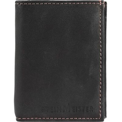 STEINMEISTER Porte-monnaie - Hazal - Cuir mouton noir - Mini format vertical - Détails rose 4 porte-cartes Noir - Publicité STEINMEISTER Porte-monnaie - Hazal - Cuir mouton noir - Mini format vertical - Détails rose 4 porte-cartes Noir - Publicité