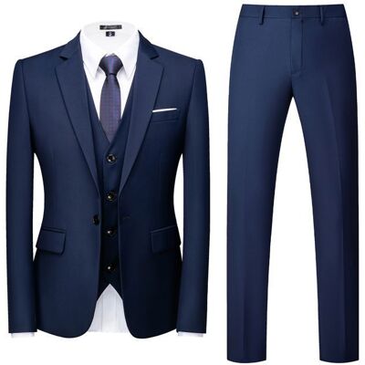 Allthemen Costume Homme 3 Pièces Un Bouton Slim Fit Veste de Smoking Formel Casual pour Mariage Bleu Bleu - Publicité Allthemen Costume Homme 3 Pièces Un Bouton Slim Fit Veste de Smoking Formel Casual pour Mariage Bleu Bleu - Publicité