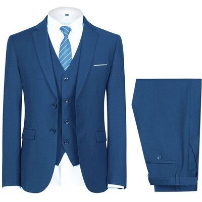 Allthemen Costume Hommes 3 Piece Deux Boutons Blazer Gilet Pantalon Casual pour Mariage Bleu Bleu - Publicité Allthemen Costume Hommes 3 Piece Deux Boutons Blazer Gilet Pantalon Casual pour Mariage Bleu Bleu - Publicité