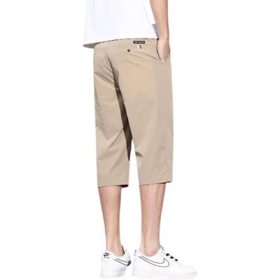 INSFITY Pantacourt Leger Homme Ete Taille Elastique Coupe Droite Pantalon Court Ete Respirant Couleur Unie - Kaki Beige - Publicité INSFITY Pantacourt Leger Homme Ete Taille Elastique Coupe Droite Pantalon Court Ete Respirant Couleur Unie - Kaki Beige - Publicité