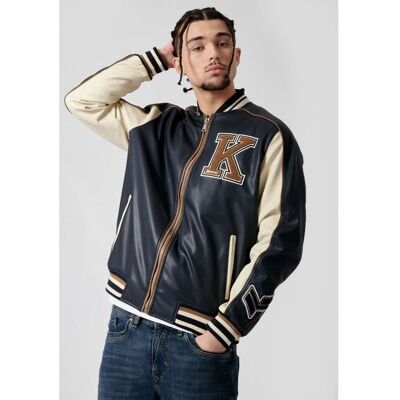 Blouson style université homme KAPORAL MONGI - Bleu - Effet usé - Col teddy - Fermeture zippée Bleu - Publicité Blouson style université homme KAPORAL MONGI - Bleu - Effet usé - Col teddy - Fermeture zippée Bleu - Publicité