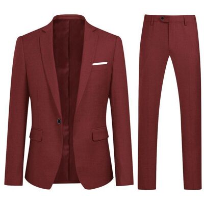 Allthemen Costume Homme Mariage Blazer Affaire Cérémonie Slim fit Veste et Pantalon Deux pièce Rouge Rouge - Publicité Allthemen Costume Homme Mariage Blazer Affaire Cérémonie Slim fit Veste et Pantalon Deux pièce Rouge Rouge - Publicité