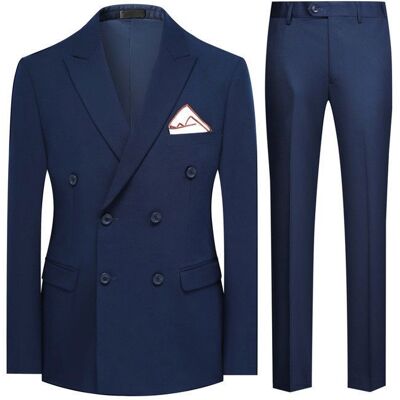 ALLTHEMEN Costume deux pièces pour homme couleur unie revers en pointe veste de costume croisée pantalon décontracté Marine Bleu - Publicité ALLTHEMEN Costume deux pièces pour homme couleur unie revers en pointe veste de costume croisée pantalon décontracté Marine Bleu - Publicité