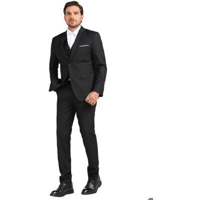 ALLTHEMEN Costume Hommes 3 Piece Deux Boutons Blazer Mariage Gilet Pantalon pour Noir Noir - Publicité ALLTHEMEN Costume Hommes 3 Piece Deux Boutons Blazer Mariage Gilet Pantalon pour Noir Noir - Publicité