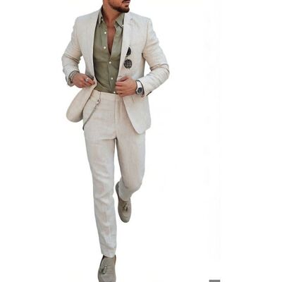 Costume Homme 2 Pièces-LEOCLOTHO-Veste et Pantalon–Coupe Slim-Beige Beige - Publicité Costume Homme 2 Pièces-LEOCLOTHO-Veste et Pantalon–Coupe Slim-Beige Beige - Publicité
