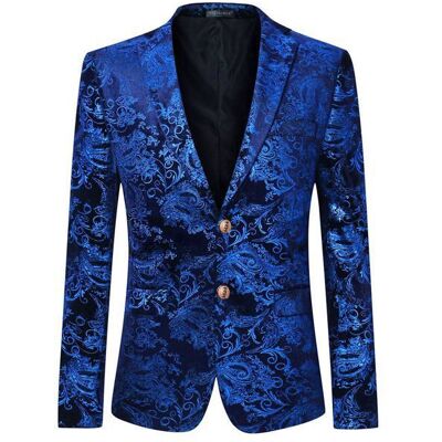 Allthemen Blazer à Paillettes Hommes Slim Fit Paisley Jacquard Suit Veste de Smoking de Mariage Bleu Bleu - Publicité Allthemen Blazer à Paillettes Hommes Slim Fit Paisley Jacquard Suit Veste de Smoking de Mariage Bleu Bleu - Publicité