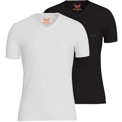 x2 T-Shirt Noir/Blanc Homme Kaporal JIFT Noir - Publicité x2 T-Shirt Noir/Blanc Homme Kaporal JIFT Noir - Publicité