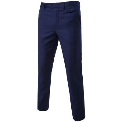 INSFITY Pantalon Habillé Homme Sans Pince À Taille Ajustable Slim Fit Pantalon Costume Classique Couleur Unie - Bleu Marine Bleu - Publicité INSFITY Pantalon Habillé Homme Sans Pince À Taille Ajustable Slim Fit Pantalon Costume Classique Couleur Unie - Bleu Marine Bleu - Publicité
