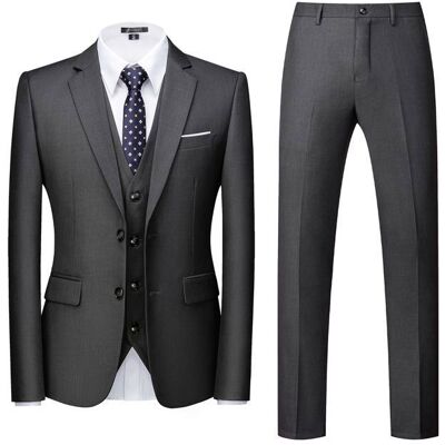 Allthemen Costume Homme Mariage 3 Pièces Slim Fit Smoking Couleur Unie Deux Boutons Formel Veste Gilet et Pantalon Gris Gris - Publicité Allthemen Costume Homme Mariage 3 Pièces Slim Fit Smoking Couleur Unie Deux Boutons Formel Veste Gilet et Pantalon Gris Gris - Publicité