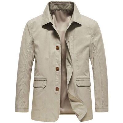 INSFITY Blazer Homme 100%Coton Automne Printemps Casual Couleur unieKaki clair Beige - Publicité INSFITY Blazer Homme 100%Coton Automne Printemps Casual Couleur unieKaki clair Beige - Publicité