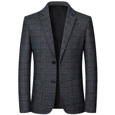 INSFITY Blazer Homme Carreaux Mi-saison Casual - Gris Gris - Publicité INSFITY Blazer Homme Carreaux Mi-saison Casual - Gris Gris - Publicité