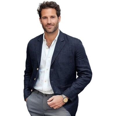LEOCLOTHO Blazer Homme en coton Slim Fit Casual Printemps Veste Homme Automne 3 Boutons- Bleu marine Bleu - Publicité LEOCLOTHO Blazer Homme en coton Slim Fit Casual Printemps Veste Homme Automne 3 Boutons- Bleu marine Bleu - Publicité