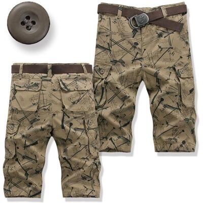INSFITY Pantacourt Cargo Homme Multi-poches Coupe Droite Casual Pantalon Court Coton Ete Tissu Confortable - Kaki Beige - Publicité INSFITY Pantacourt Cargo Homme Multi-poches Coupe Droite Casual Pantalon Court Coton Ete Tissu Confortable - Kaki Beige - Publicité