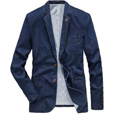 INSFITY Blazer Veste Homme en Jean Col rabattu Manches Longues Casual pour Printemps Automne - Bleu Bleu - Publicité INSFITY Blazer Veste Homme en Jean Col rabattu Manches Longues Casual pour Printemps Automne - Bleu Bleu - Publicité