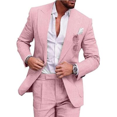 Costume Homme-FONDUPIN-Deux pièces Lin – Coupe Slim – Grand Taille-Rose clair Rose - Publicité Costume Homme-FONDUPIN-Deux pièces Lin – Coupe Slim – Grand Taille-Rose clair Rose - Publicité