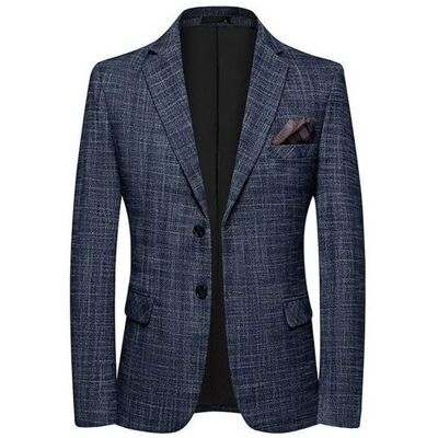 INSFITY Blazer Homme Carreaux Coupe ajusté - Bleu Bleu - Publicité INSFITY Blazer Homme Carreaux Coupe ajusté - Bleu Bleu - Publicité