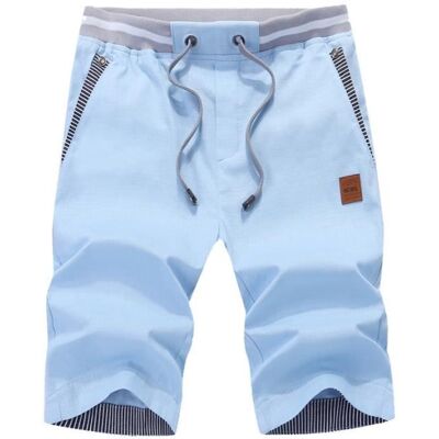INSFITY Bermuda Homme Ete Lin Taille Elastique Coupe Droite Casual Short - Bleu clair Bleu - Publicité INSFITY Bermuda Homme Ete Lin Taille Elastique Coupe Droite Casual Short - Bleu clair Bleu - Publicité