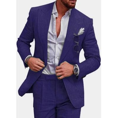 Costume Homme-LEOCLOTHO-Deux pièces Lin – Coupe Slim – Grand Taille-Bleu marine Bleu - Publicité Costume Homme-LEOCLOTHO-Deux pièces Lin – Coupe Slim – Grand Taille-Bleu marine Bleu - Publicité