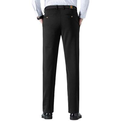 INSFITY Pantalon de Costume Homme Business Stretch Coupe Droite Pantalon Chino Broderie Couleur Unie Tissu Confortable Noir - Publicité INSFITY Pantalon de Costume Homme Business Stretch Coupe Droite Pantalon Chino Broderie Couleur Unie Tissu Confortable Noir - Publicité
